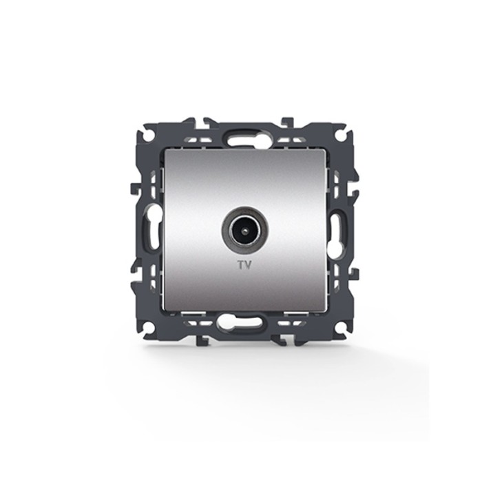 PRIME TV SOCKET THROUGH-LINE MALE CONNECTOR & SURGE PROTECTION IP20 MATT ALUMINUM