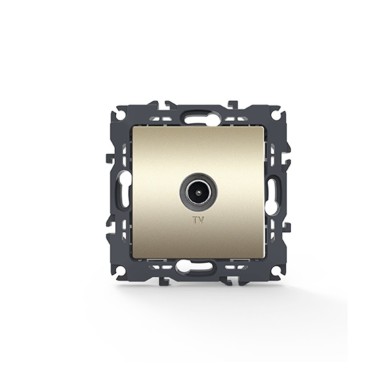 PRIME TV SOCKET THROUGH-LINE MALE CONNECTOR & SURGE PROTECTION IP20 MATT CHAMPAGNE