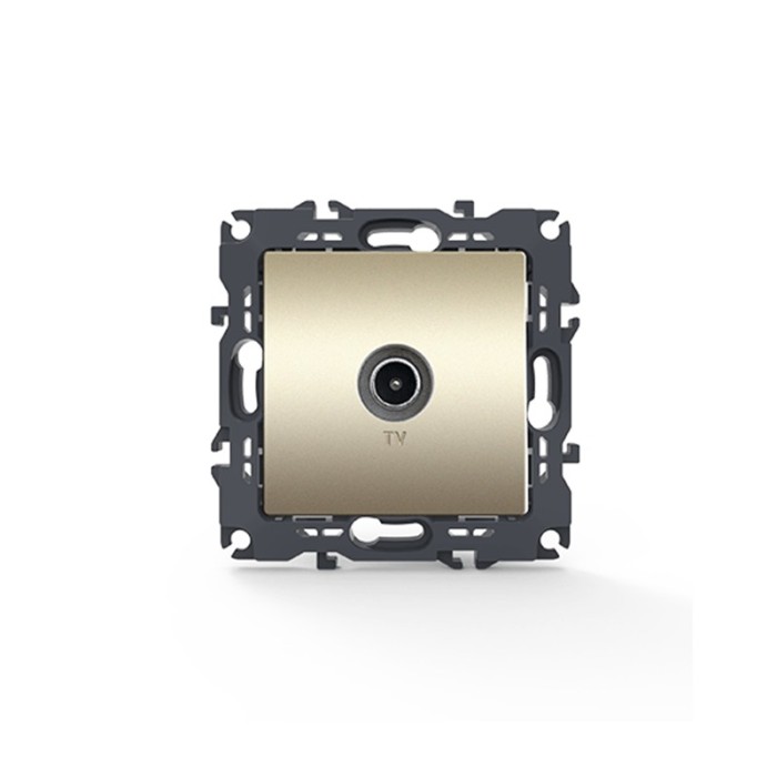 PRIME TV SOCKET THROUGH-LINE MALE CONNECTOR & SURGE PROTECTION IP20 MATT CHAMPAGNE