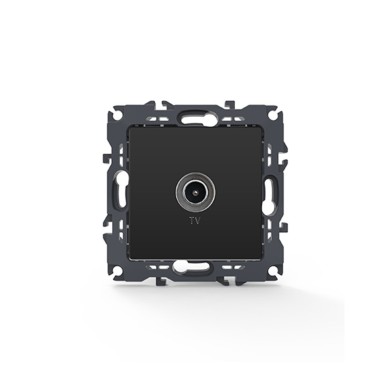 PRIME TV SOCKET THROUGH-LINE MALE CONNECTOR & SURGE PROTECTION IP20 MATT ANTHRACITE