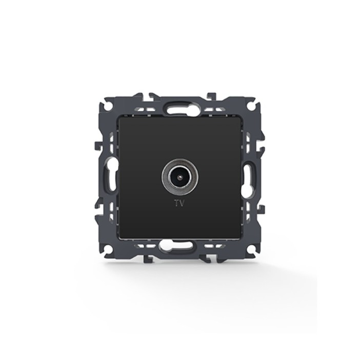 PRIME TV SOCKET THROUGH-LINE MALE CONNECTOR & SURGE PROTECTION IP20 MATT ANTHRACITE