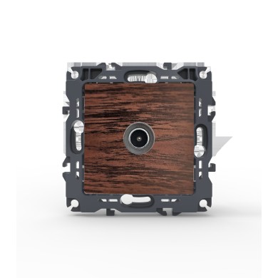 PRIME TV SOCKET THROUGH-LINE MALE CONNECTOR & SURGE PROTECTION IP20 WOOD