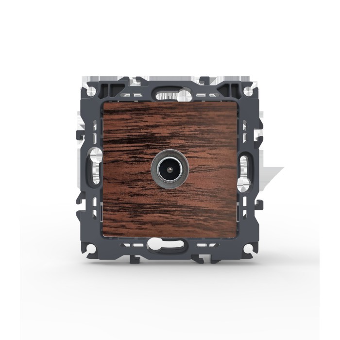 PRIME TV SOCKET THROUGH-LINE MALE CONNECTOR & SURGE PROTECTION IP20 WOOD