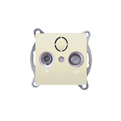 PRIME TV-SAT SOCKET THROUGH-LINE MALE & F CONNECTOR SURGE PROTECTION IP20 IVORY
