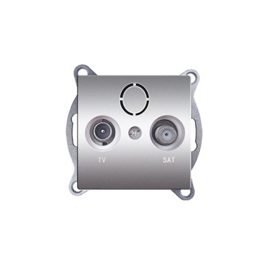 PRIME TV-SAT SOCKET THROUGH-LINE MALE & F CONNECTOR SURGE PROTECTION IP20 MATT ALUMINUM