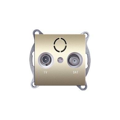 PRIME TV-SAT SOCKET THROUGH-LINE MALE & F CONNECTOR SURGE PROTECTION IP20 MATT CHAMPAGNE