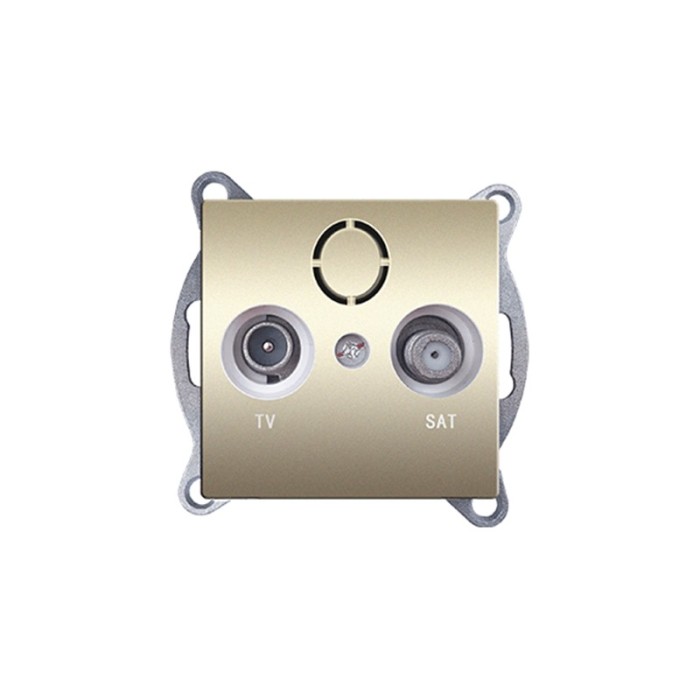 PRIME TV-SAT SOCKET THROUGH-LINE MALE & F CONNECTOR SURGE PROTECTION IP20 MATT CHAMPAGNE