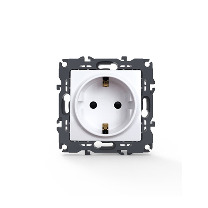 PRIME SCHUKO SOCKET WITH SAFETY SHUTTER 1x2P+E 16A 250VAC IP20 WHITE