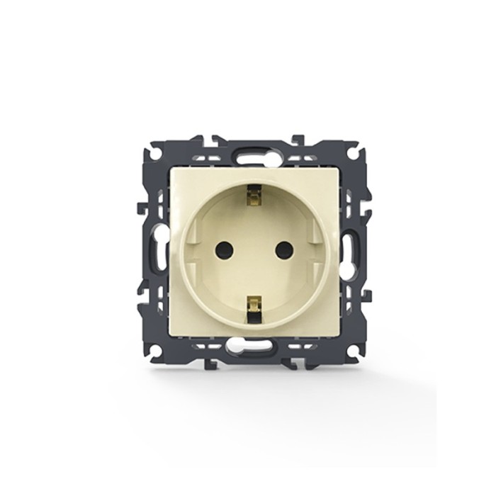 PRIME SCHUKO SOCKET WITH SAFETY SHUTTER 1x2P+E 16A 250VAC IP20 IVORY