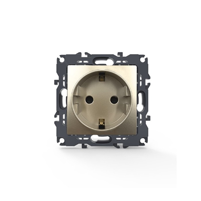 PRIME SCHUKO SOCKET WITH SAFETY SHUTTER 1x2P+E 16A 250VAC IP20 MATT CHAMPAGNE