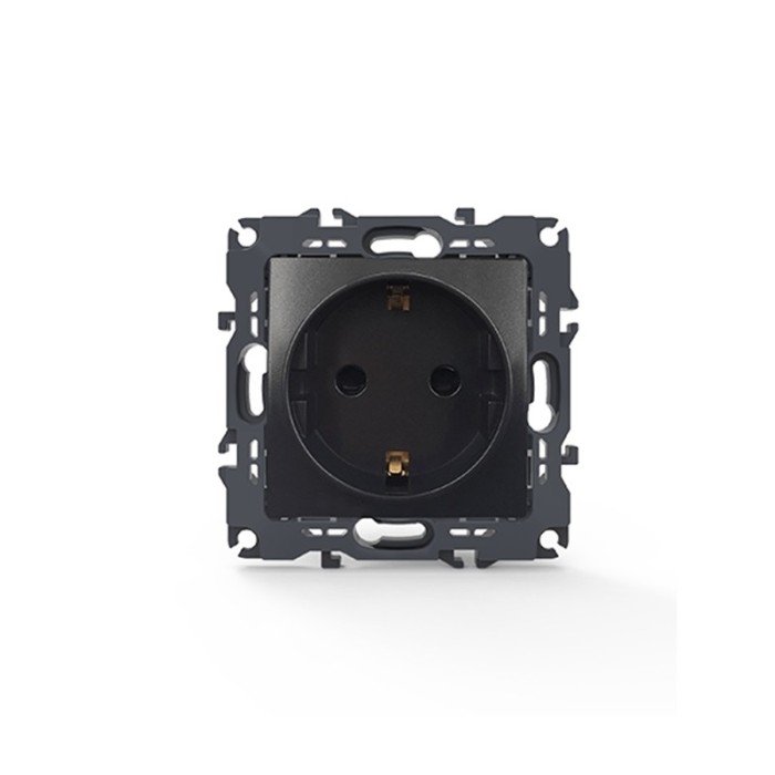PRIME SCHUKO SOCKET WITH SAFETY SHUTTER 1x2P+E 16A 250VAC IP20 MATT ANTHRACITE