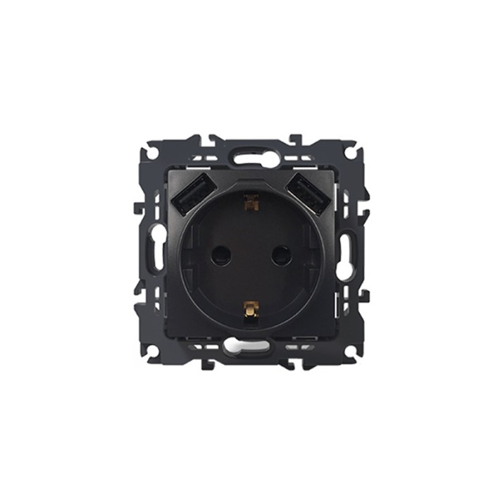 PRIME ΠΡΙΖΑ ΣΟΥΚΟ ΑΣΦΑΛΕΙΑΣ MAT ΑΝΘΡΑΚΙ 2P+E 16A 250VAC & 2 USB 5VDC 3.1A IP20 