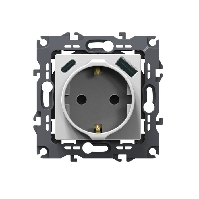 PRIME ΠΡΙΖΑ ΣΟΥΚΟ ΑΣΦΑΛΕΙΑΣ  ΛΕΥΚΗ 1X2P+E 16A 250VAC & 2xUSB 5VDC 3A IP20