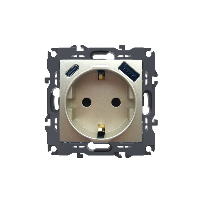 PRIME ΠΡΙΖΑ ΣΟΥΚΟ ΑΣΦΑΛΕΙΑΣ ΣΑΜΠΑΝΙΖΕ 1X2P+E 16A 250VAC & 2xUSB  5VDC 3A IP20 