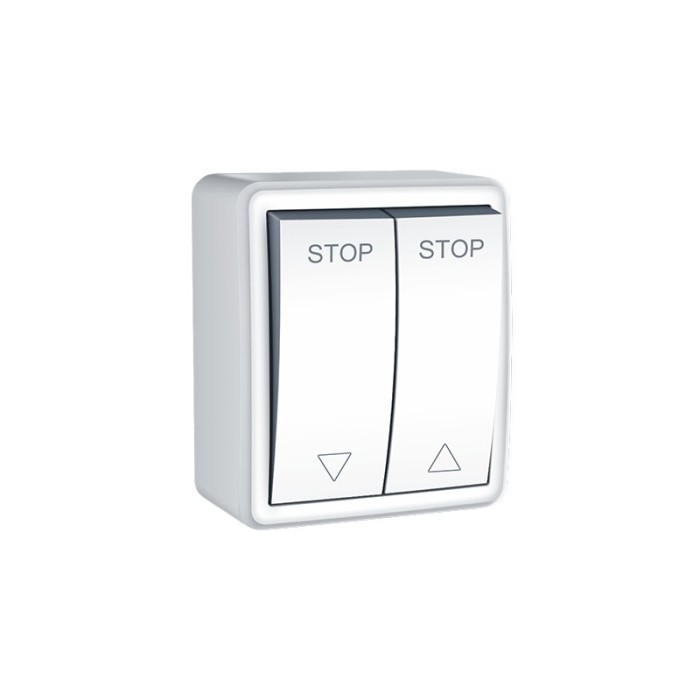 MURATA 2 GANG PUSH BUTTON SHUTTER SWITCH WALL MOUΝΤED SCREWS 1-1P 10A 250VAC IP20 WHITE