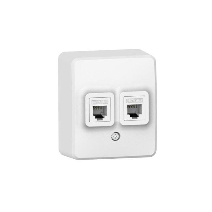 MURATA DOUBLE TELEPHONE SOCKET WALL MOUΝΤED 2xRJ11 CAT3 IP20 WHITE