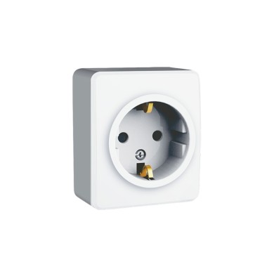 MURATA SCHUKO SOCKET WITH SAFETY SHUTTER WALL MOUΝΤED SCREWS 1x2P+E 16A 250VAC IP20 WHITE