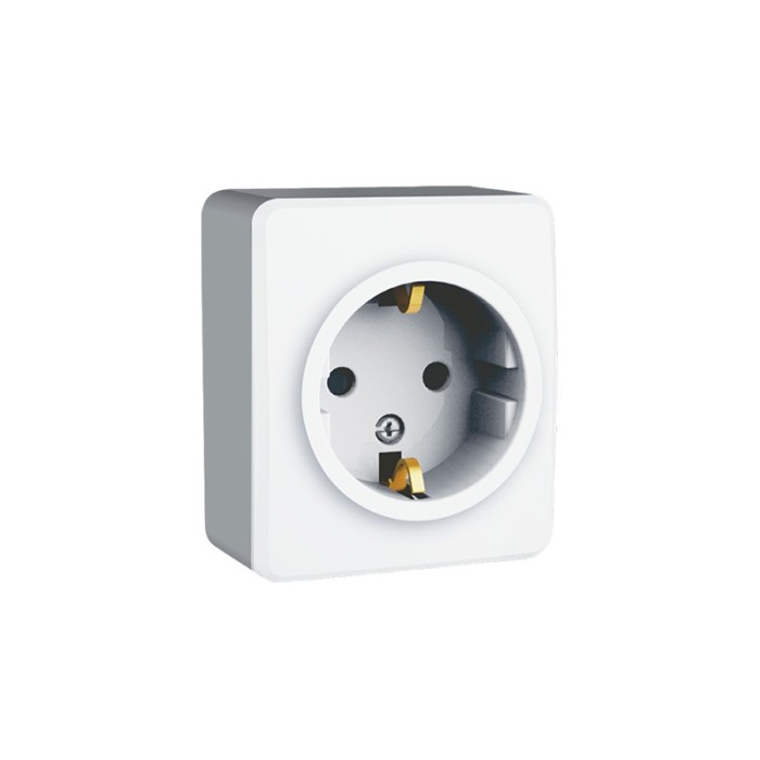 MURATA SCHUKO SOCKET WITH SAFETY SHUTTER WALL MOUΝΤED SCREWS 1x2P+E 16A 250VAC IP20 WHITE