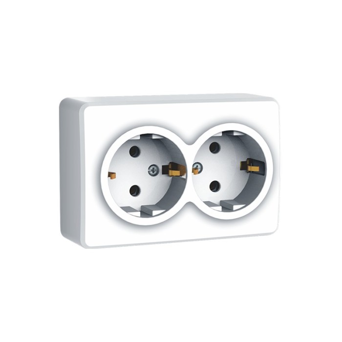 MURATA DOUBLE SCHUKO SOCKET WITH SAFETY SHUTTER WALL MOUΝΤED SCREWS 2x2P+E 16A 250VAC IP20 WHITE