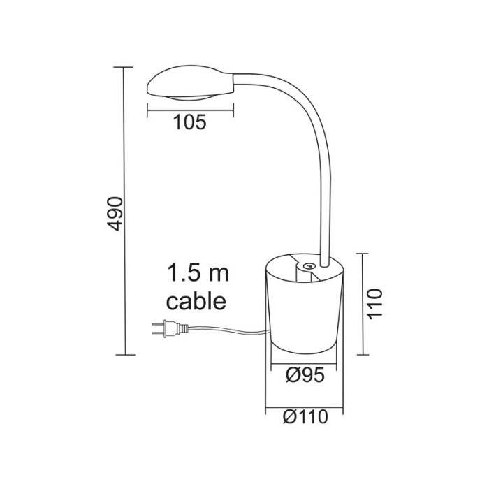NETTO LED Φ/Σ ΓΡΑΦΕΙΟΥ 5W 4000Κ ΜΟΛΥΒΟΘΗΚΗ ΜΠΛΕ 230V Φ11ΧΗ49CM HULLEN