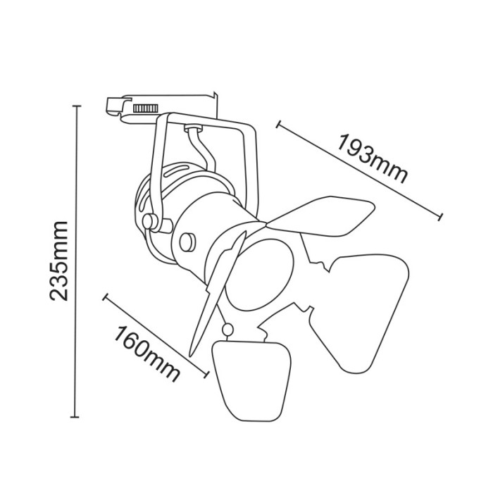 TRACK LIGHT No244 BLACK 4WIRE GU10