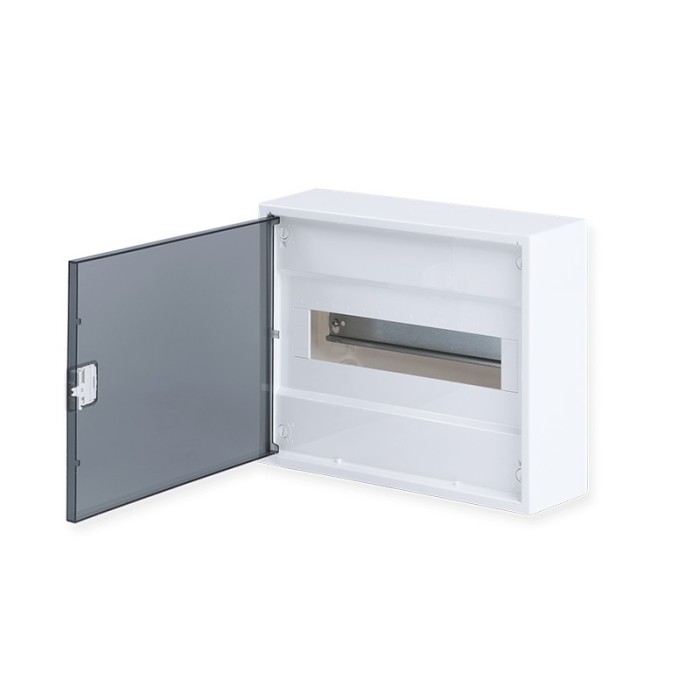 SURFACE MOUNTING ENCLOSURE 12 MODULES TRANSPARENT DOOR 1 ROW IP40