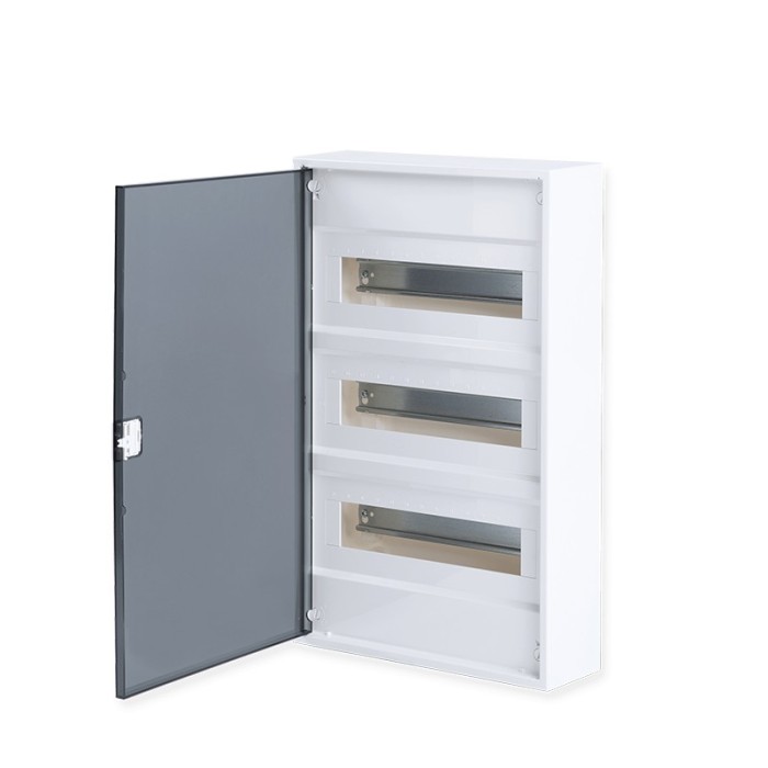 SURFACE MOUNTING ENCLOSURE 36 MODULES TRANSPARENT DOOR 3 ROWS IP40