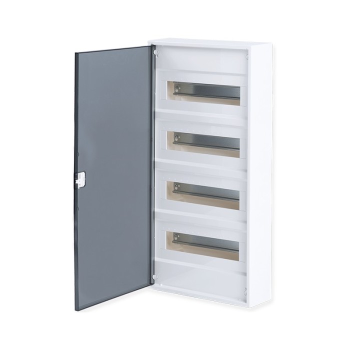 SURFACE MOUNTING ENCLOSURE 48 MODULES TRANSPARENT DOOR 4 ROWS IP40