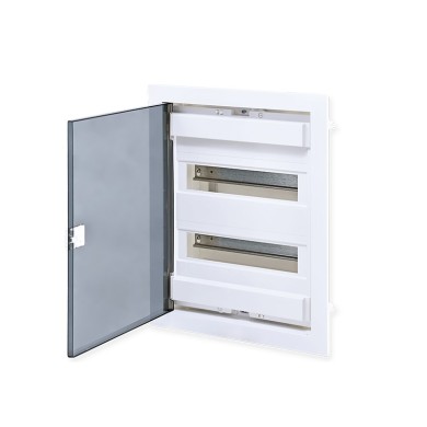 FLUSH MOUNTING ENCLOSURE 24 MODULES TRANSPARENT DOOR 2 ROWS IP40