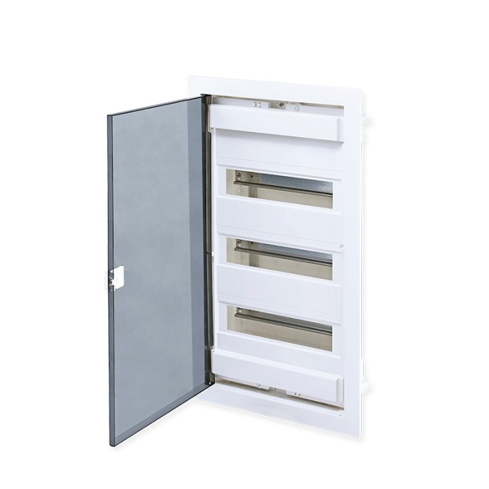 FLUSH MOUNTING ENCLOSURE 36 MODULES TRANSPARENT DOOR 3 ROWS IP40