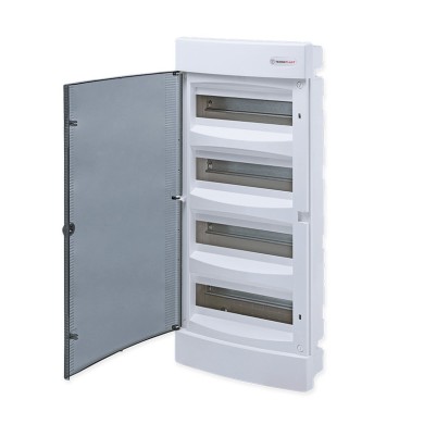 FLUSH MOUNTING ENCLOSURE 48 MODULES TRANSPARENT DOOR 4 ROWS IP40