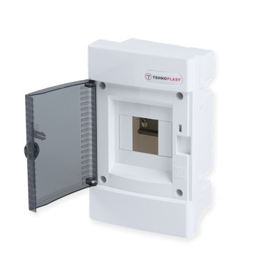 FLUSH MOUNTING ENCLOSURE 4 MODULES TRANSPARENT DOOR 1 ROW IP40