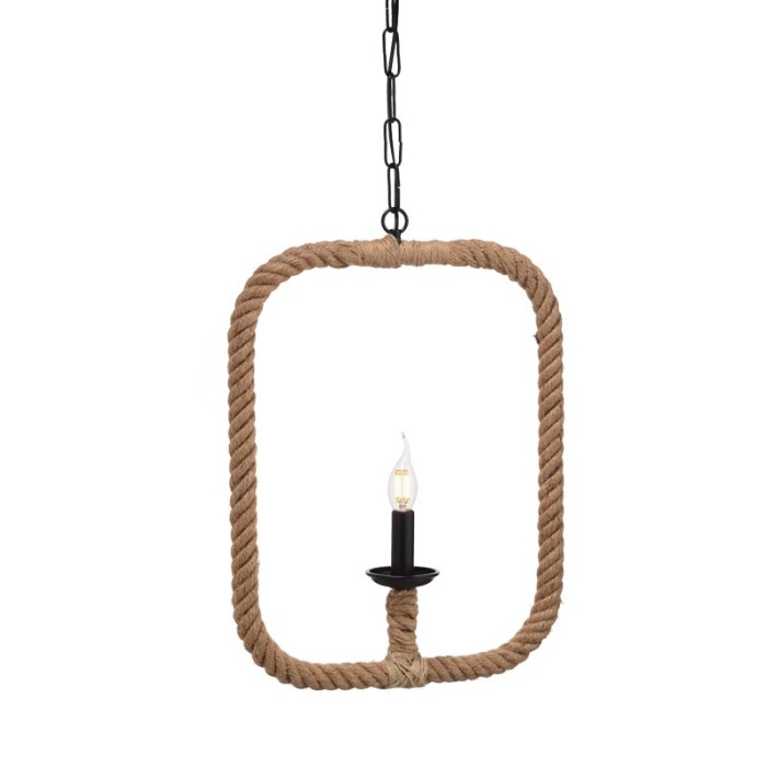 NETTO PENDANT 1XE14 METAL BLACK RECTANGLE+ROPE40ΧΗ120CM