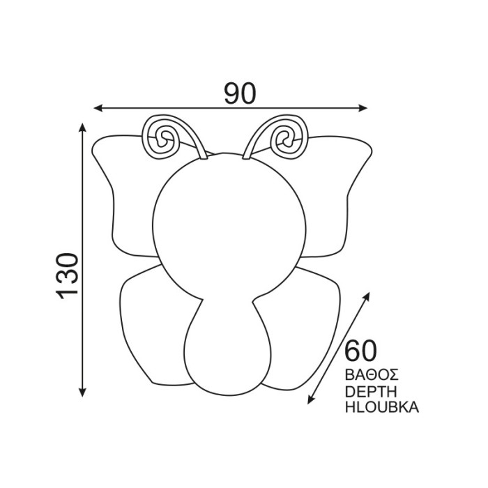 LED NIGHT LIGHT PINK BUTTERFLY DAY-NIGHT 1W RGB 230V 