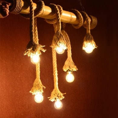 NETTO PENDANT 6XE27 BAMBOO+ROPE 11Χ90ΧΗ180CM max. MERLIN