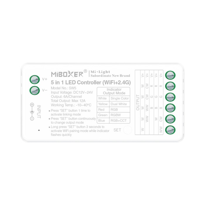 WIFI ΕΛΕΓΚΤΗΣ LED 5 ΣΕ 1 ACA A-SW5 IP20