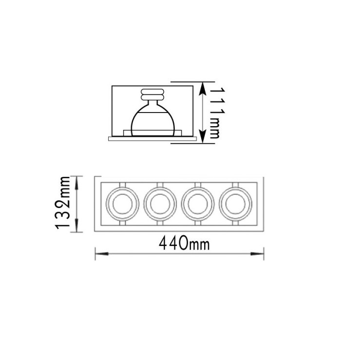 4 X GU10 metallic grey