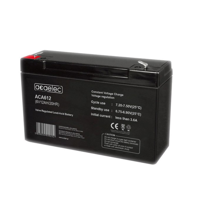 BATTERY AGM VRLA 6V 12AH/20HR (F1 terminal)