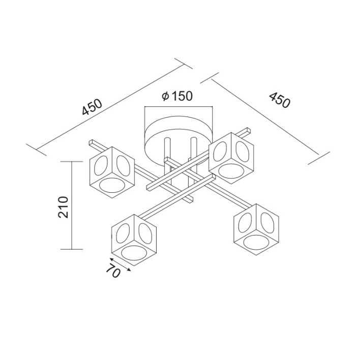 CEILING 4ΧG9 CLEAR GLASS+CHROME MARTINI