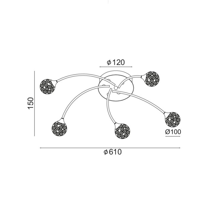 NETTO ΦΩΤΙΣΤΙΚΟ ΟΡΟΦΗΣ ΧΡΩΜΙΟ ΜΕΤΑΛΛΙΚΟ ΣΥΜΒΑΤΙΚΟ 5ΧG9 IP20 Φ610Χ150mm