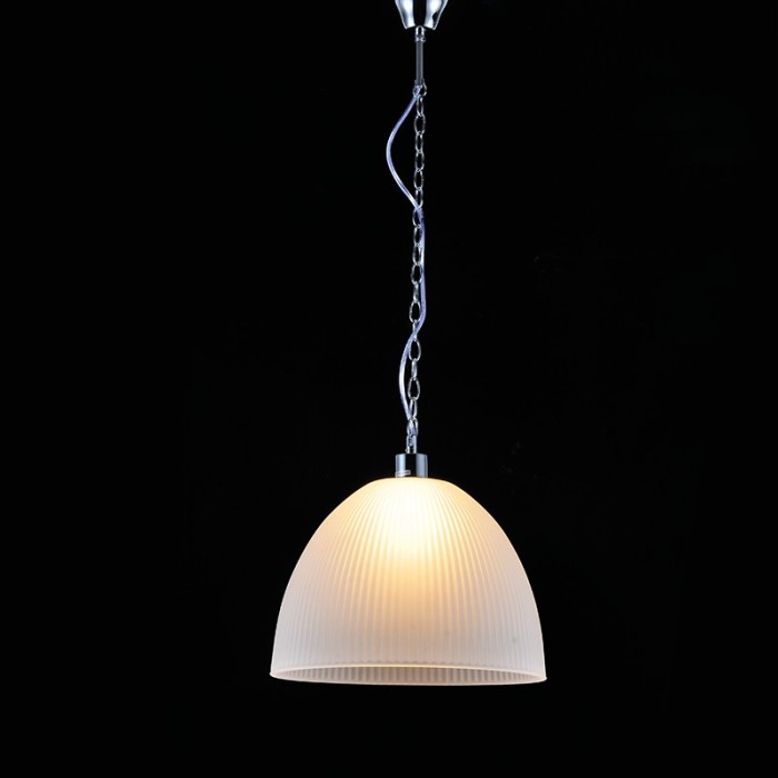 PENDANT 1XE37 WHITE STRIPED GLASS D38CM MANOLIA
