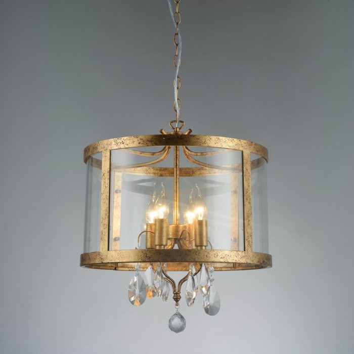 PENDANT 4XE14 METALLIC ANTIQUE/BRUSH+CRYSTAL+GLASS Φ45ΧΗ150CM RONNIE