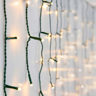 XMAS ICICLE LED LIGHTS 180 WW 5mm BULB GREEN LEADWIRE 3m IP44 ADAPTER 220/240VAC-31VDC 3.6W 8 FUNCTIONS MEMORY& 8/16 TIMER 6000X520mm
