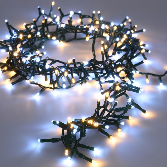XMAS CLUSTER LED LIGHTS 400 WW 5mm BULB GREEN LEADWIRE 3m IP44 ADAPTER 220/240VAC-31VDC 3.6W 8 FUNCTIONS MEMORY& 8/16 TIMER L8m
