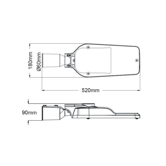 LED STREET LUMINAIRE 30W 4050LM 4000K 150⁰ x 75⁰ CLASS II IP66 10kV 230V AC IP66