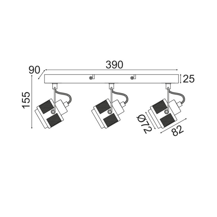 NETTO WALL MOUNTED LIGHTING 3ΧGU10 GREY METALLIC 43Χ10Χ16CM KRYPTON