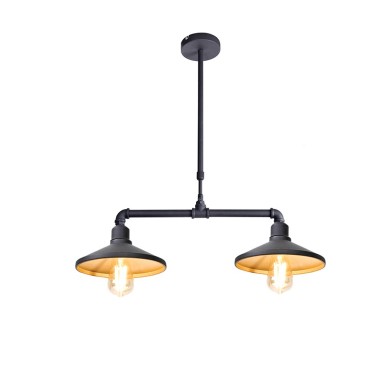 NETTO PENDANT LIGHTING 2ΧE27 BLACK+GOLD METALLIC 63Χ22ΧH92CM PIPE