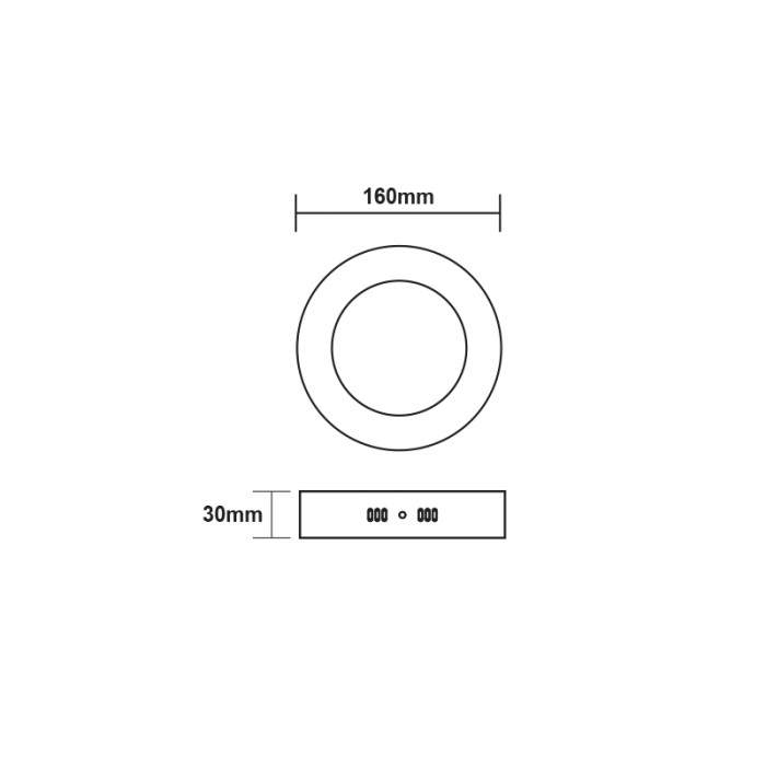 LED SLIM PANEL WHITE ROUND CEIL.12W 3000K 1040LM Φ160 230V AC Ra80