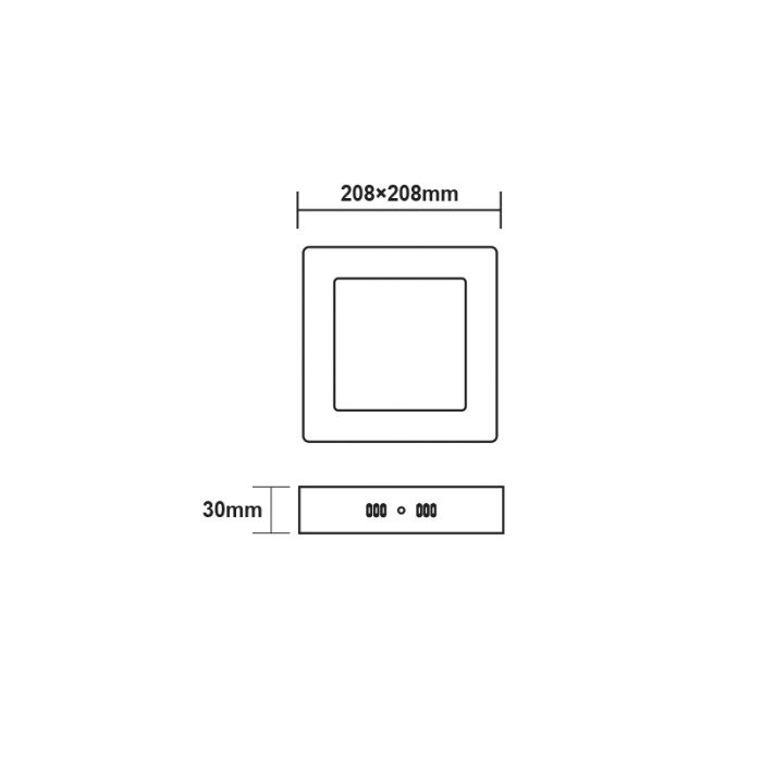 LED SLIM PANEL WHITE SQUARE CEIL.18W 4000K 1730LM 208mm 230V AC Ra80