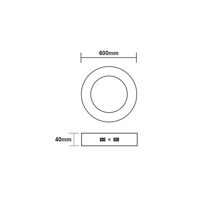 LED SLIM PANEL WHITE ROUND CEIL. 48W 3000K 3760LM Φ600 230V AC Ra80